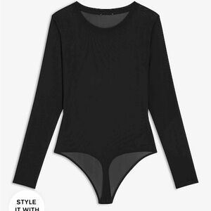 EXPRESS Mesh Crew Neck Long Sleeve Bodysuit
